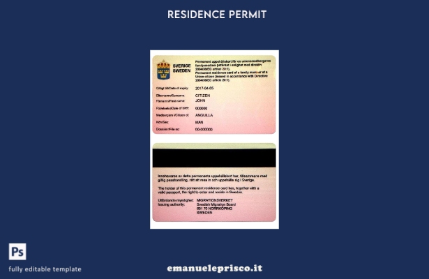 modello di carta di residenza permanente svedese in stile verificato